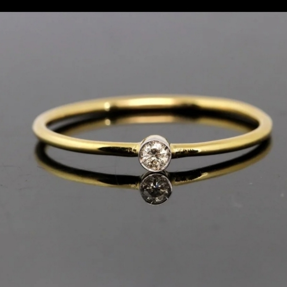 solid gold real diamond stackable ring 1 pc - Picture 2 of 4